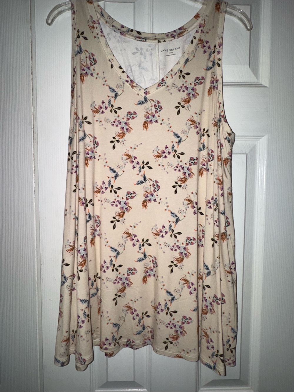 Lane Bryant Cream Floral V-Neck Tunic